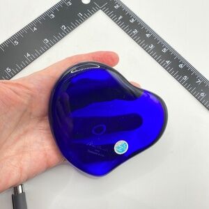 TIFFANY & Co Elsa Peretti Cobalt Blue Lead Crystal Glass Heart Paperweight